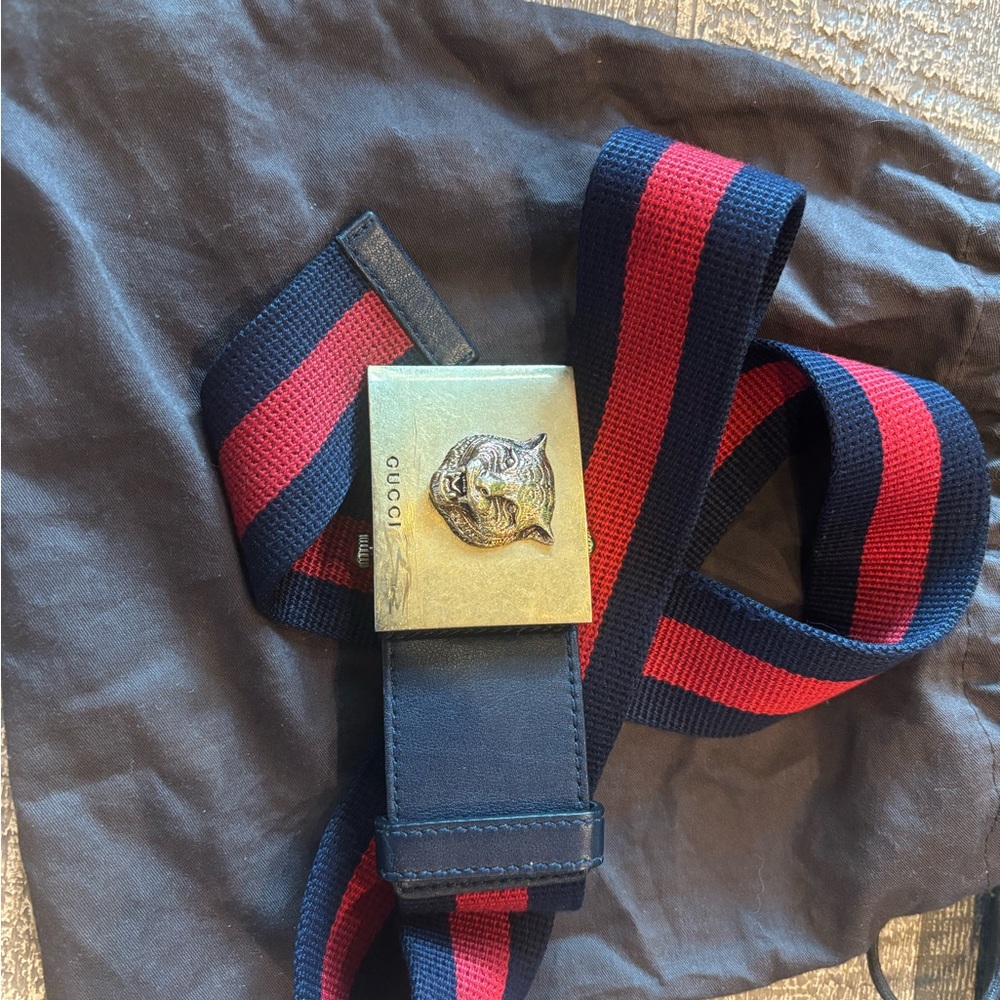 Gucci Blue and Red Belt Bag with Signature Stripes